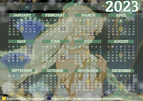 Genshin Calendar 2023